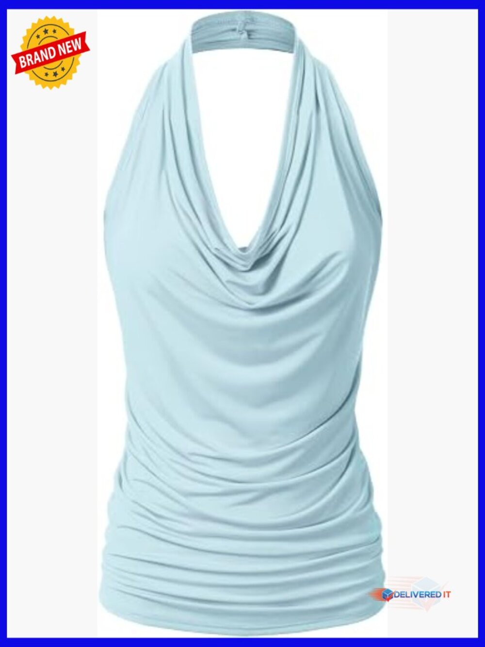 Casual Halter Neck Draped Front Sexy Open Back Tank Top S-3XL